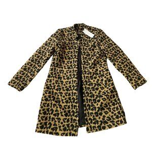 NWT Aakaa Womens Leopard Print Midi Coat Medium